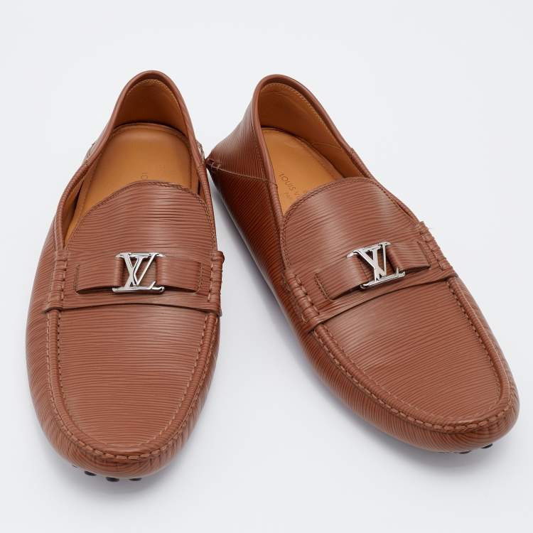Pre Owned Louis Vuitton Brown Epi Leather Major Slip On Loafers Size 44.5