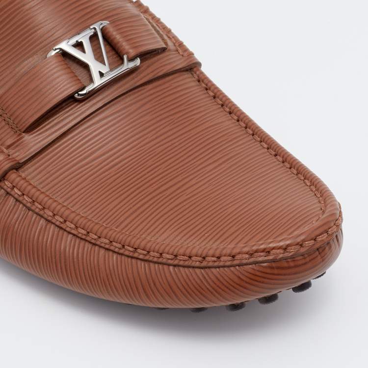 Pre Owned Louis Vuitton Brown Epi Leather Major Slip On Loafers Size 44.5