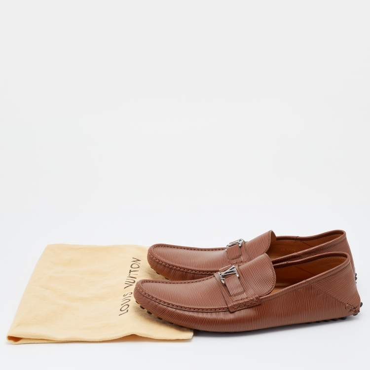 Pre Owned Louis Vuitton Brown Epi Leather Major Slip On Loafers Size 44.5