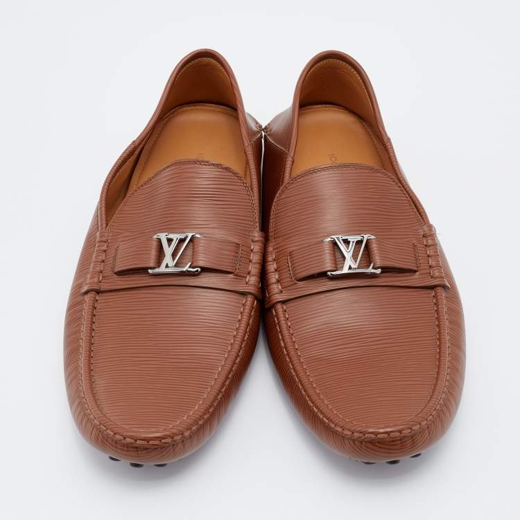 Pre Owned Louis Vuitton Brown Epi Leather Major Slip On Loafers Size 44.5