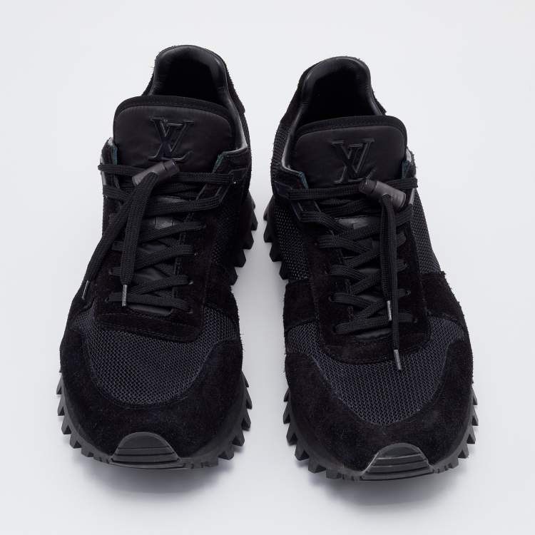 Pre Owned Louis Vuitton Black Suede And Mesh Runner Low Top Sneakers Size 44.5