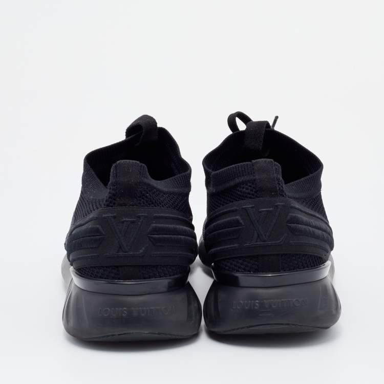Pre Owned Louis Vuitton Black Damier Knit Fabric Fastlane Low Top Sneakers Size 45 