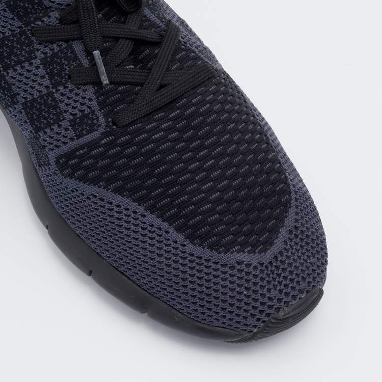 Pre Owned Louis Vuitton Black Damier Knit Fabric Fastlane Low Top Sneakers Size 45 
