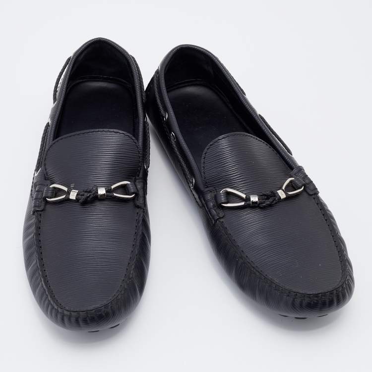 مملوكة مسبقًا Louis Vuitton Black Epi Leather Raspail Slip On Loafers Size 44.5