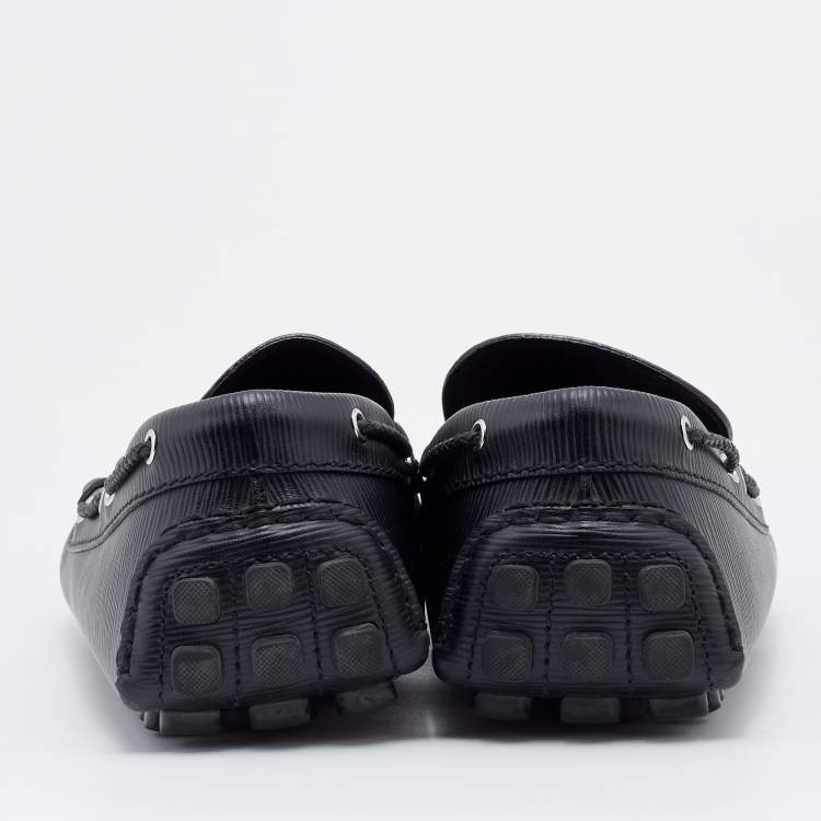 مملوكة مسبقًا Louis Vuitton Black Epi Leather Raspail Slip On Loafers Size 44.5