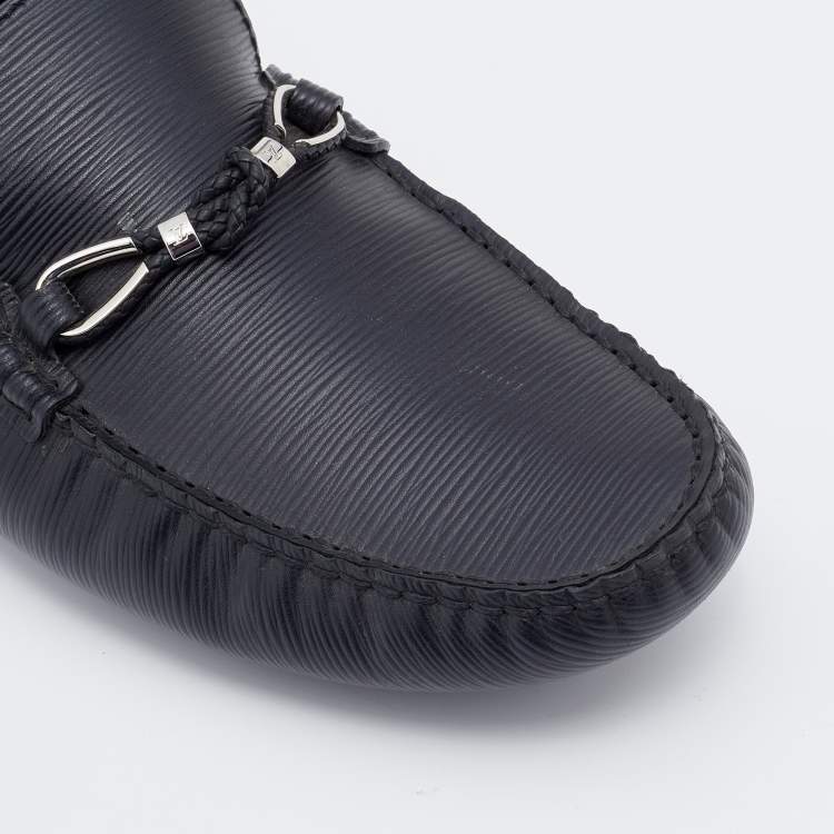 مملوكة مسبقًا Louis Vuitton Black Epi Leather Raspail Slip On Loafers Size 44.5