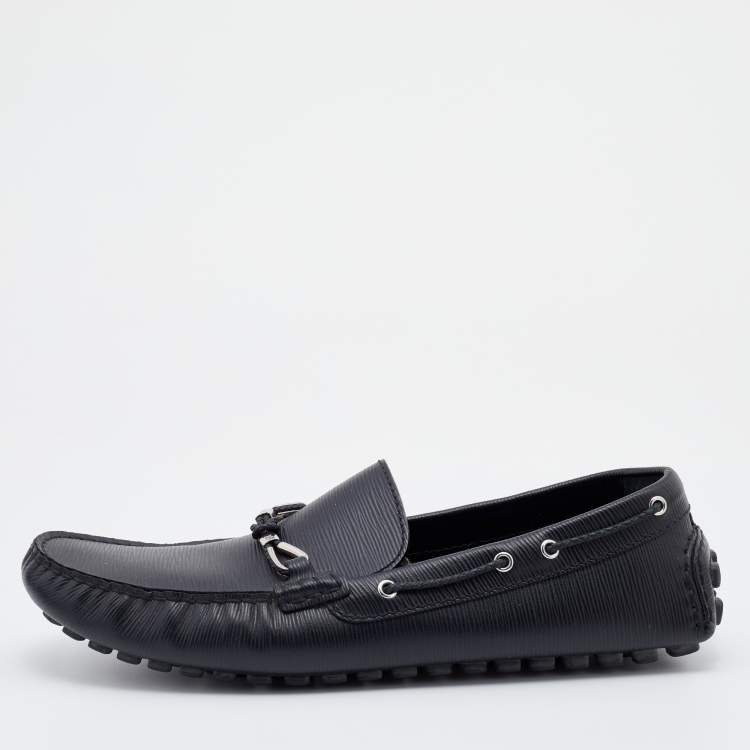 مملوكة مسبقًا Louis Vuitton Black Epi Leather Raspail Slip On Loafers Size 44.5