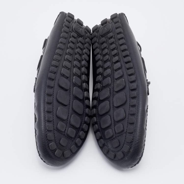 مملوكة مسبقًا Louis Vuitton Black Epi Leather Raspail Slip On Loafers Size 44.5