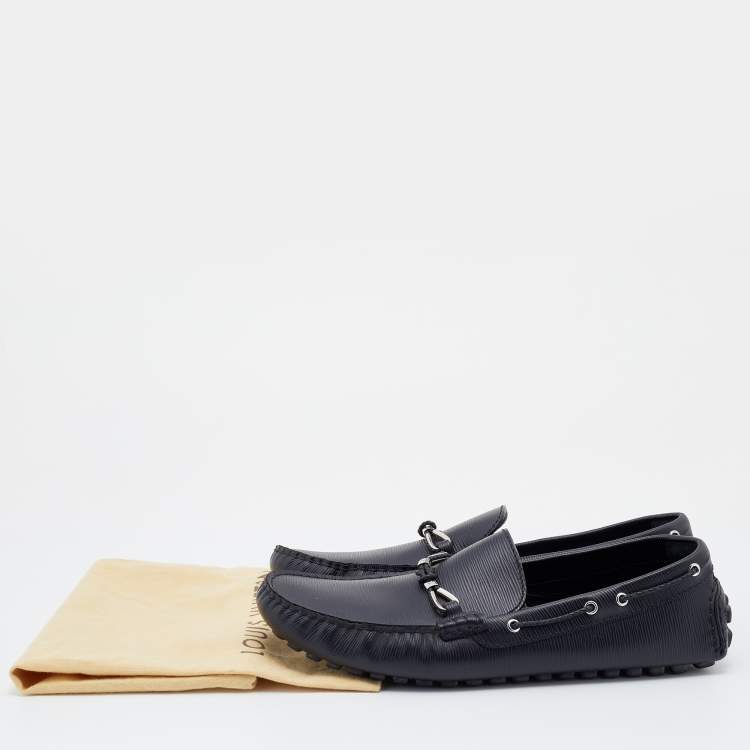 مملوكة مسبقًا Louis Vuitton Black Epi Leather Raspail Slip On Loafers Size 44.5