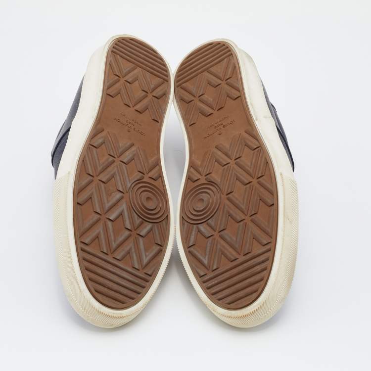 Pre Owned Louis Vuitton Black/Blue Leather Slip On Sneakers Size 45