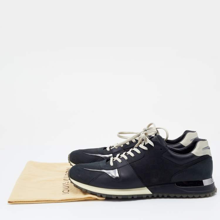 Pre Owned Louis Vuitton Black Damier Nubuck And Leather Run Away Lace Up Sneakers Size 45