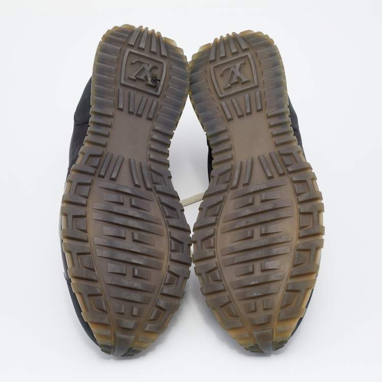 Pre Owned Louis Vuitton Black Damier Nubuck And Leather Run Away Lace Up Sneakers Size 45