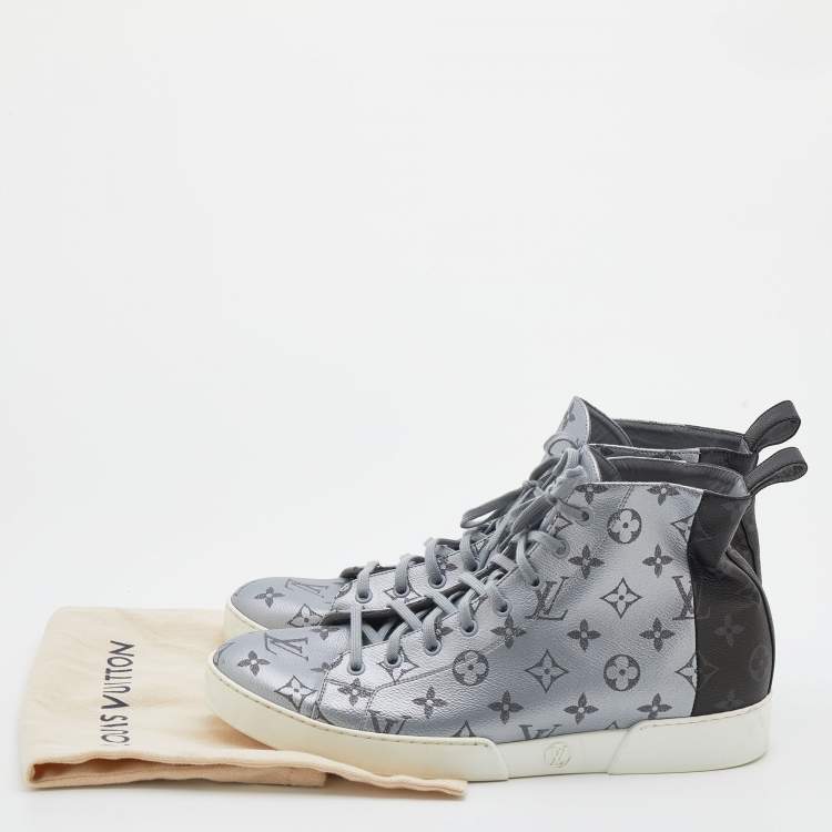 Pre Owned Louis Vuitton Grey/Black Match Up Monogram Canvas Pacific High Top Sneakers Size 44