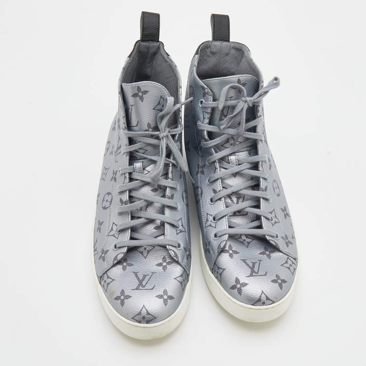 Pre Owned Louis Vuitton Grey/Black Match Up Monogram Canvas Pacific High Top Sneakers Size 44
