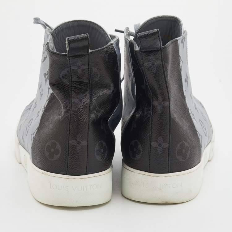 Pre Owned Louis Vuitton Grey/Black Match Up Monogram Canvas Pacific High Top Sneakers Size 44