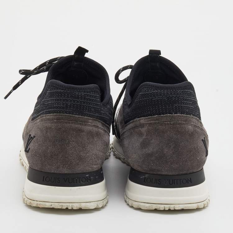 Pre Owned Louis Vuitton Black/Grey Suede And Leather Run Away Low Top Sneakers Size 45