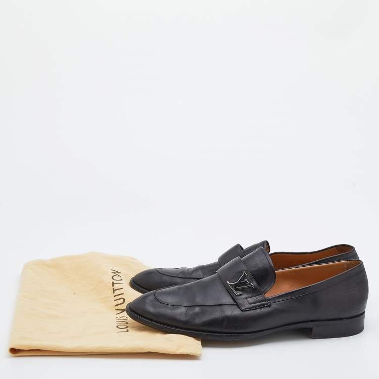 Pre Owned Louis Vuitton Black Leather Saint German Slip On Loafers Size 44.5