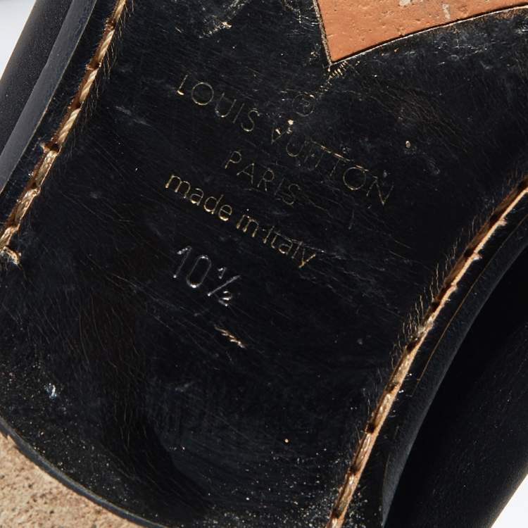 Pre Owned Louis Vuitton Black Leather Saint German Slip On Loafers Size 44.5