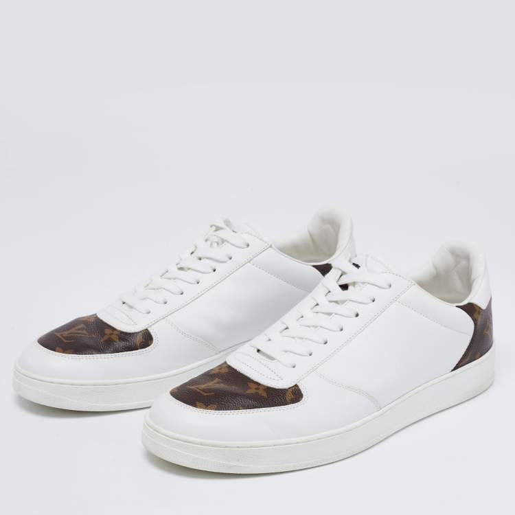 Louis Vuitton White/Brown Leather and Monogram Canvas Rivoli Low-Top  Sneakers Size 41.5 Louis Vuitton