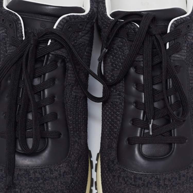 Pre Owned Louis Vuitton Black Damier Knit Fabric And Leather Run Away Low Top Sneakers Size 41.5