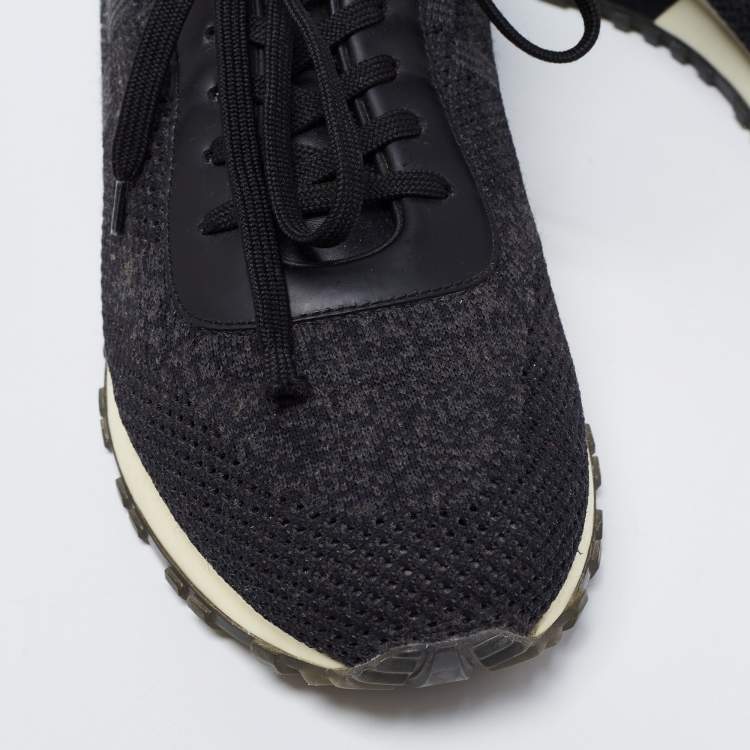 Pre Owned Louis Vuitton Black Damier Knit Fabric And Leather Run Away Low Top Sneakers Size 41.5