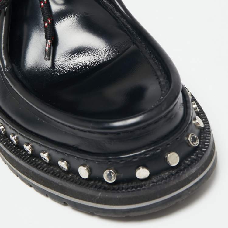 Pre Owned Louis Vuitton Black Leather Studded Lace Up Derby Size 43
