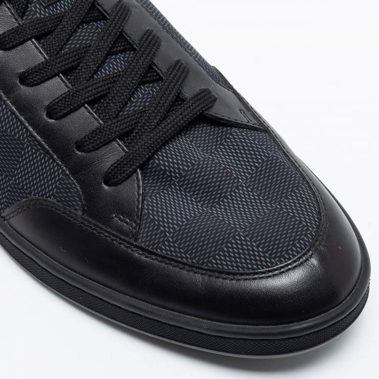 Pre Owned Louis Vuitton Black Damier Graphite Canvas and Leather Offshore Sneakers Size 41.5