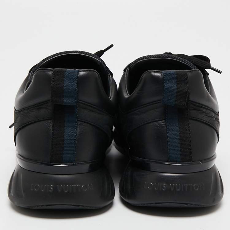 Pre Owned Louis Vuitton Black Damier Nylon and Leather Fastlane Sneakers Size 43