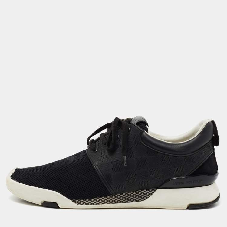 Louis Vuitton Black Mesh And Fabric Fastlane Lace Up Sneakers
