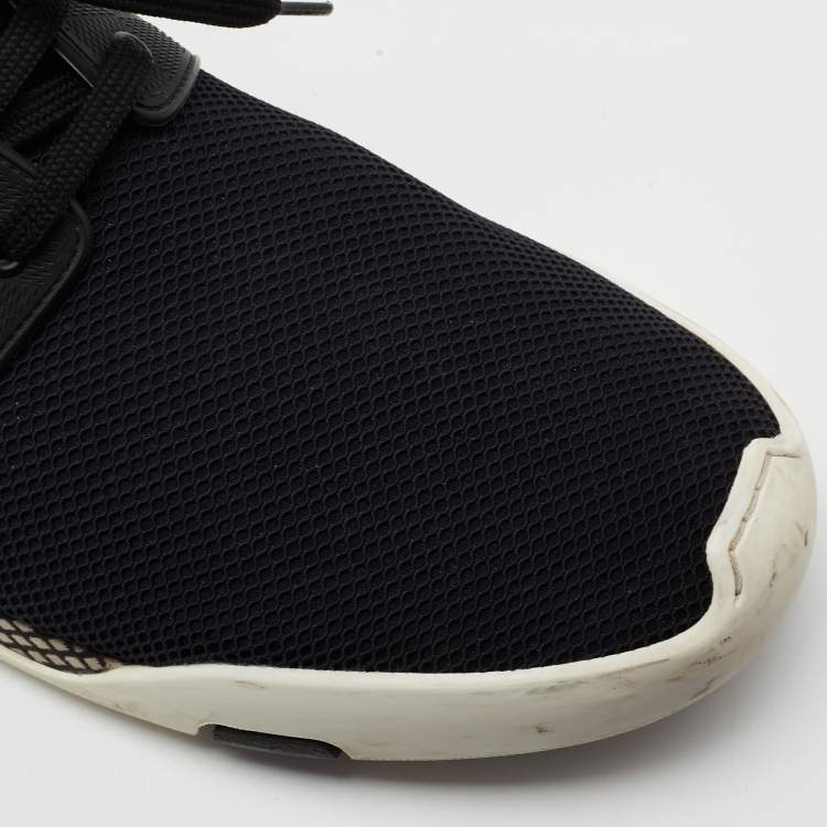 Pre Owned Louis Vuitton Black Damier Infini Leather And Mesh Fastlane Sneakers Size 42.5