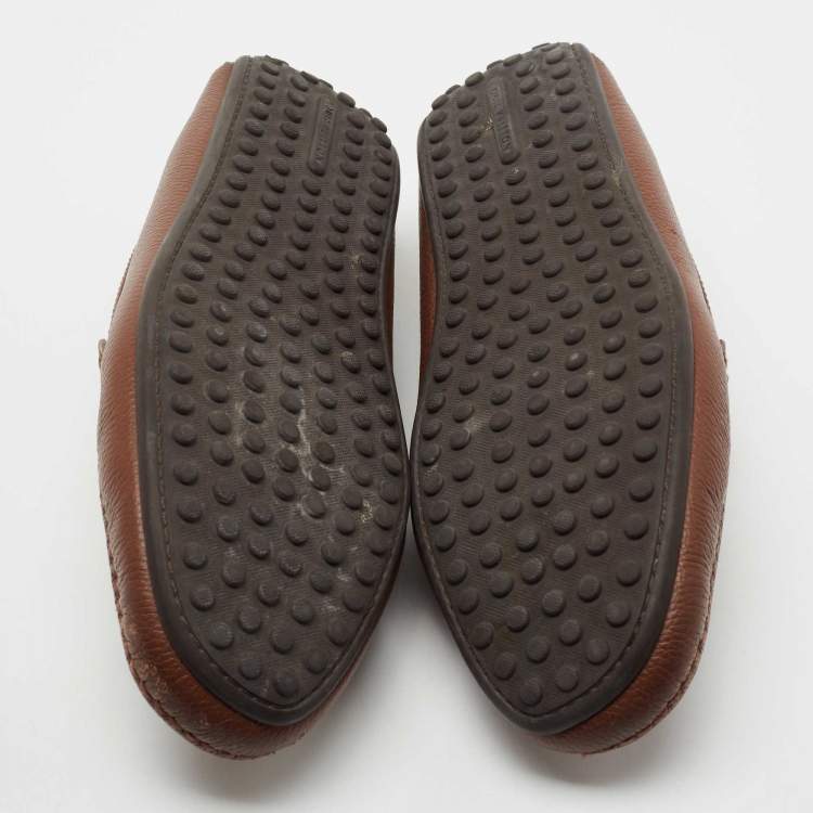 Pre Owned Louis Vuitton Brown Leather Slip On Loafers Size 40.5