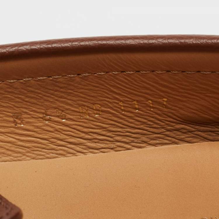 Pre Owned Louis Vuitton Brown Leather Slip On Loafers Size 40.5