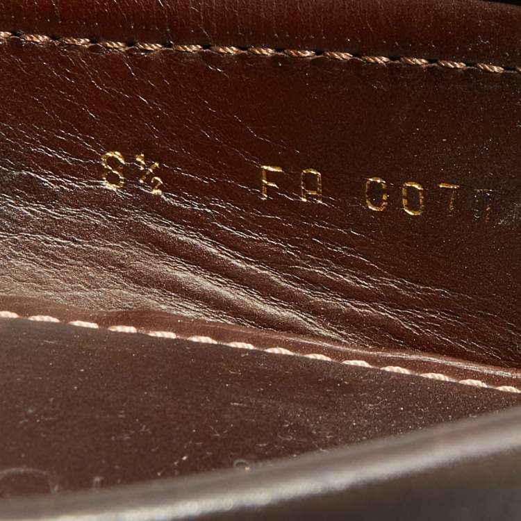 Pre Owned Louis Vuitton Dark Brown Leather Monte Carlo Slip On Loafers Size 42.5