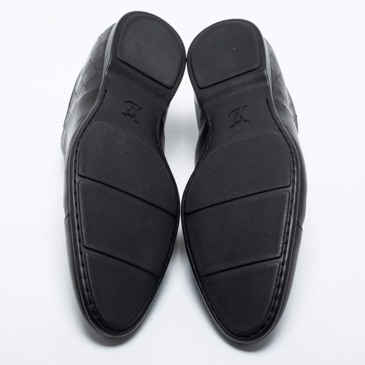 Pre Owned Louis Vuitton Black Damier Embossed Leather Lace Up Oxfords Size 41