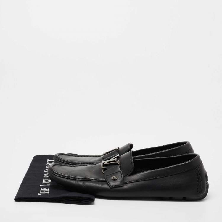 Pre Owned Louis Vuitton Black Leather Monte Carlo Loafers Size 43