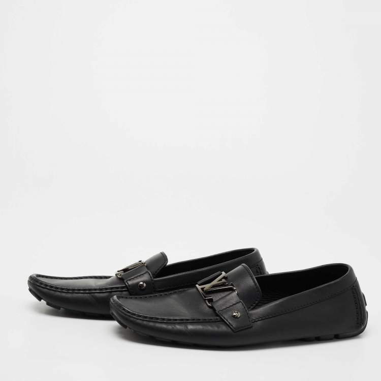 Pre Owned Louis Vuitton Black Leather Monte Carlo Loafers Size 43