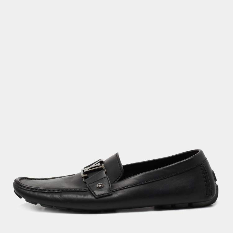 Pre Owned Louis Vuitton Black Leather Monte Carlo Loafers Size 43
