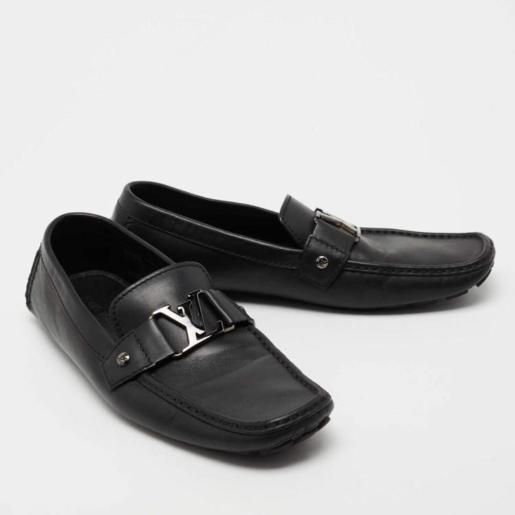 Pre Owned Louis Vuitton Black Leather Monte Carlo Loafers Size 43