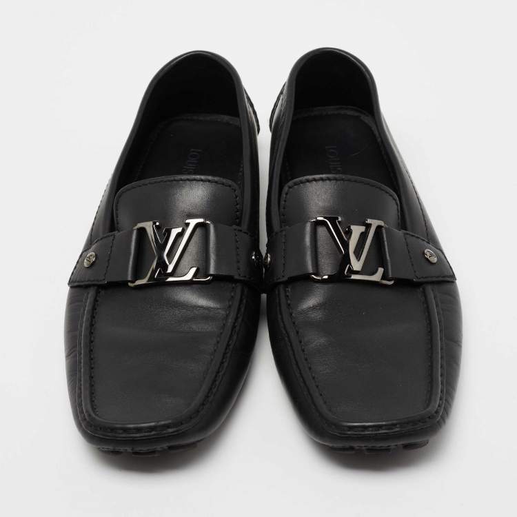 Pre Owned Louis Vuitton Black Leather Monte Carlo Loafers Size 43