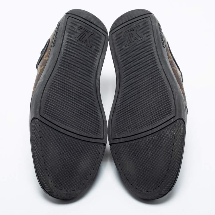 Pre Owned Louis Vuitton Brown/Black Monogram Canvas and Leather Slalom Low-Top Sneakers Size 43