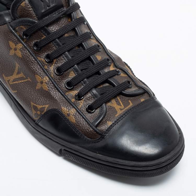 Pre Owned Louis Vuitton Brown/Black Monogram Canvas and Leather Slalom Low-Top Sneakers Size 43