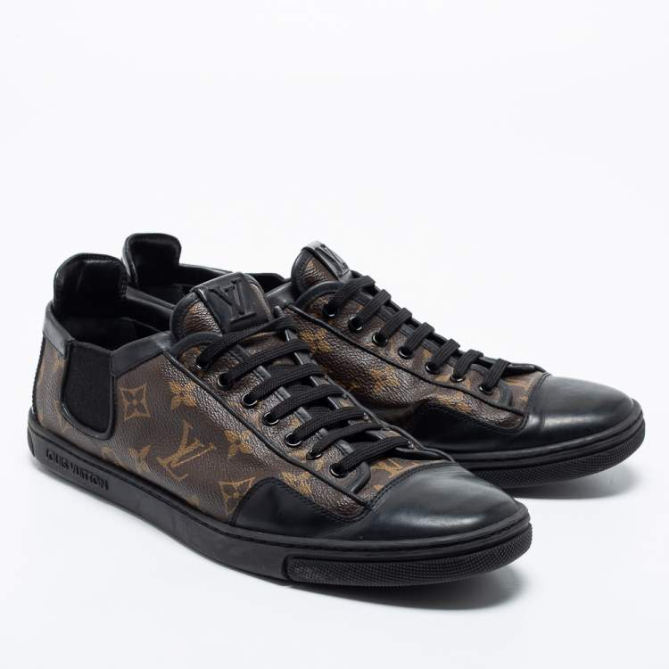 Pre Owned Louis Vuitton Brown/Black Monogram Canvas and Leather Slalom Low-Top Sneakers Size 43