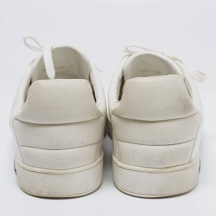 Pre Owned Louis Vuitton White Croc Embossed Leather Frontrow Low-Top Sneakers Size 42