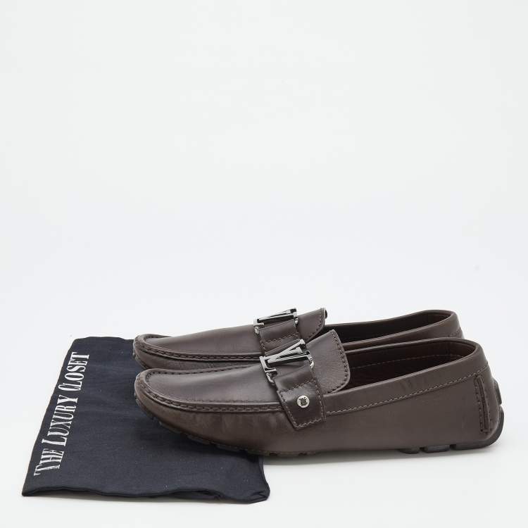Pre Owned Louis Vuitton Brown Leather Monte Carlo Slip on Loafer Size 41