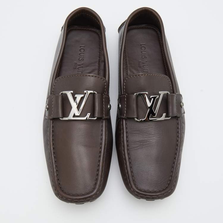 Pre Owned Louis Vuitton Brown Leather Monte Carlo Slip on Loafer Size 41