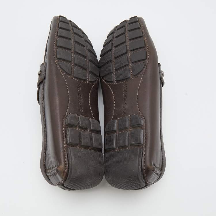 Pre Owned Louis Vuitton Brown Leather Monte Carlo Slip on Loafer Size 41