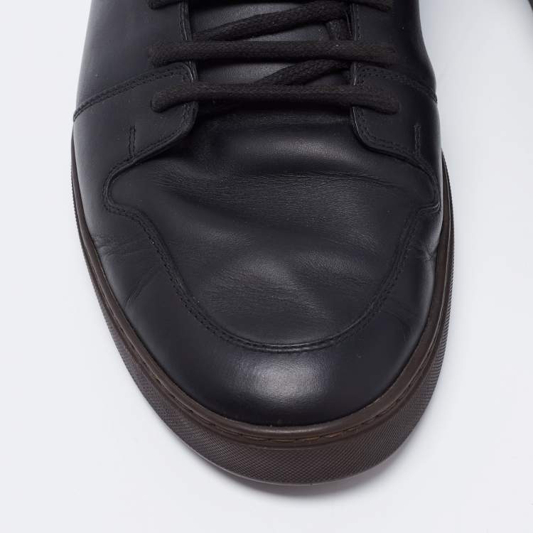مملوكة مسبقًا Louis Vuitton Black/Brown Leather And Monogram Canvas Line Up Low Top Sneakers Size 43