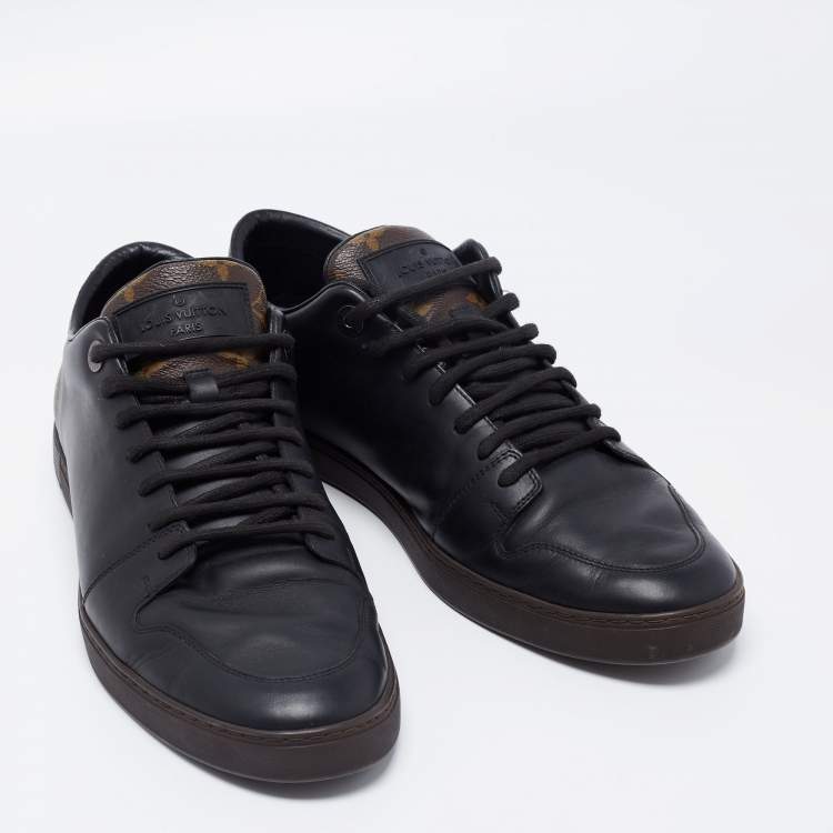 مملوكة مسبقًا Louis Vuitton Black/Brown Leather And Monogram Canvas Line Up Low Top Sneakers Size 43