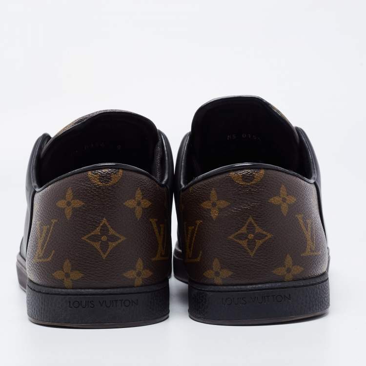 مملوكة مسبقًا Louis Vuitton Black/Brown Leather And Monogram Canvas Line Up Low Top Sneakers Size 43