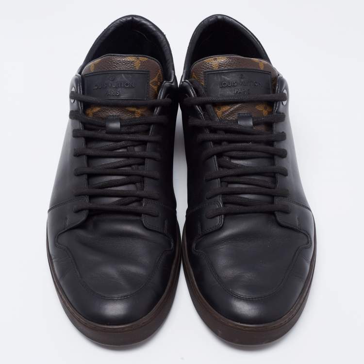 مملوكة مسبقًا Louis Vuitton Black/Brown Leather And Monogram Canvas Line Up Low Top Sneakers Size 43